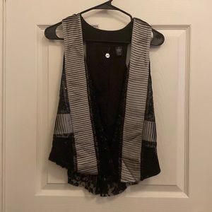 BKE Boutique Sequins & Lace Vest